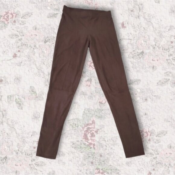 FALL- H&M Suedette Chocolate Brown Moto Leggings- XS- Like New - Picture 6 of 13